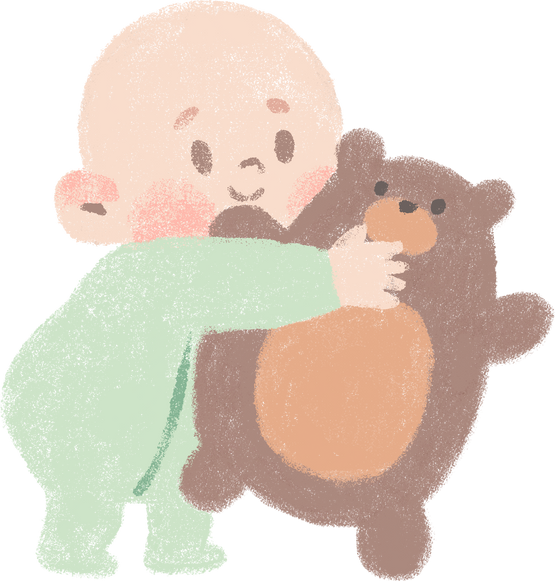 Crayon Baby with a Teddy Bear